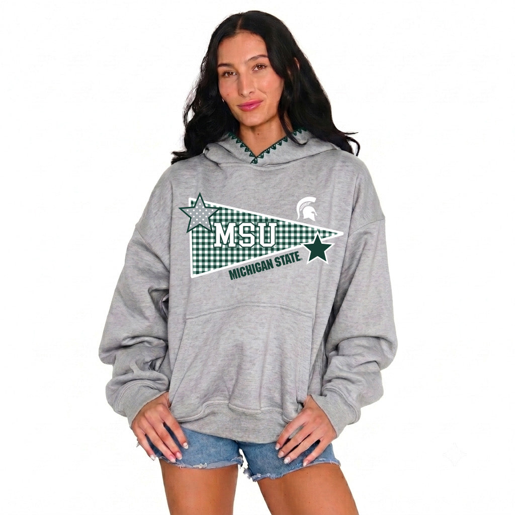 Michigan State Patchwork Stitched Hoodie