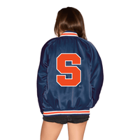 Syracuse Navy Satin Letterman Bomber Jacket