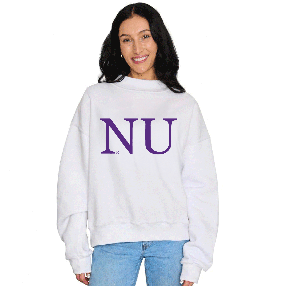 Northwestern White Mock Neck Sweatshirt