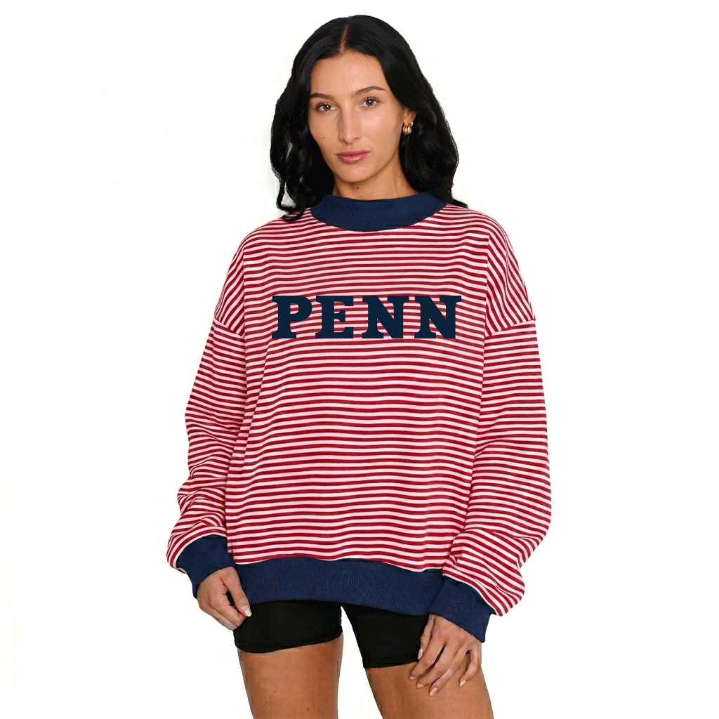 Penn Striped Mock Neck Sweatshirt