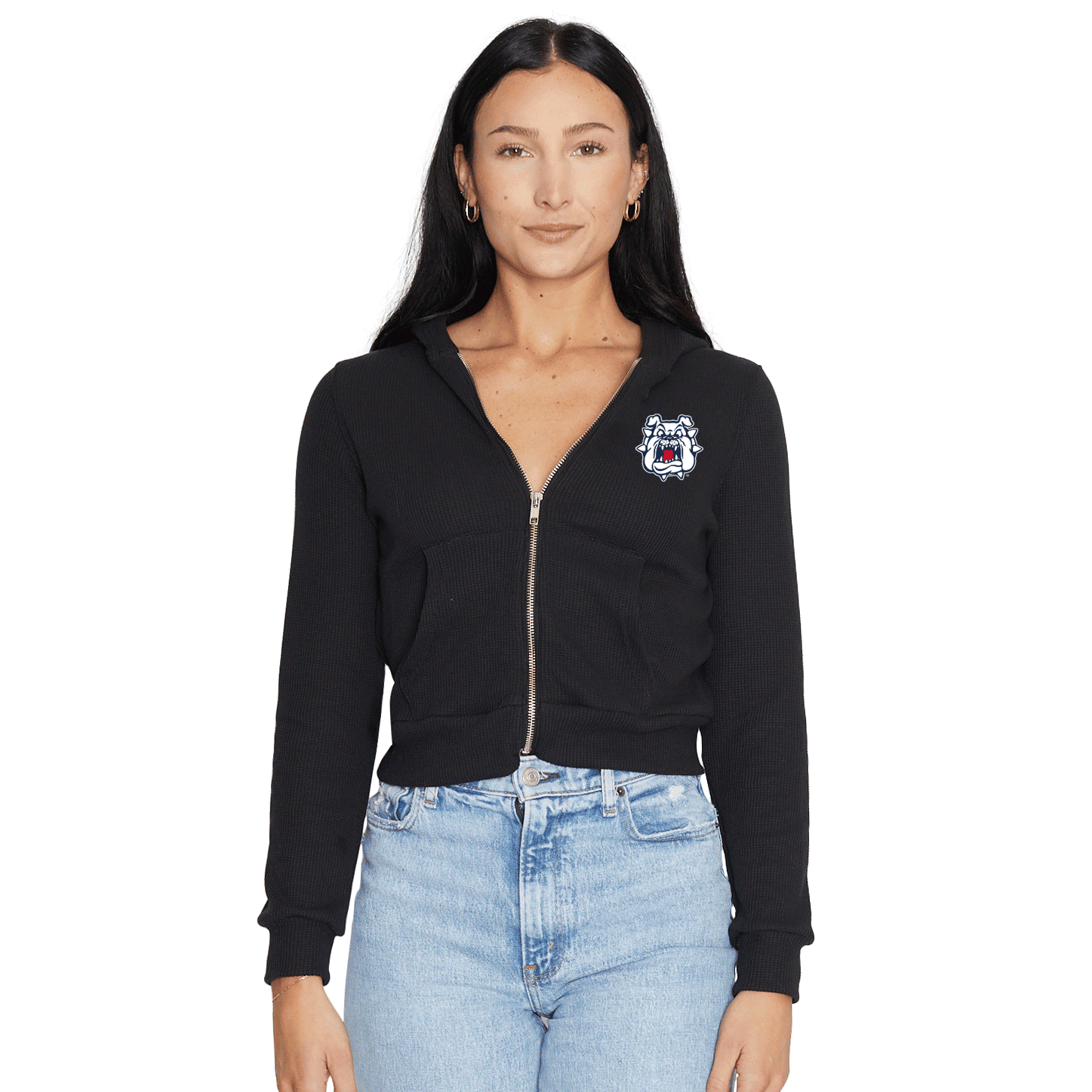 Fresno State Waffle Knit Zip Up Hoodie