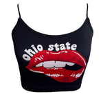 Ohio State OSU Buckeyes Lips Black Spaghetti Tank