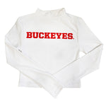Ohio State OSU Buckeyes White Mock Neck Top