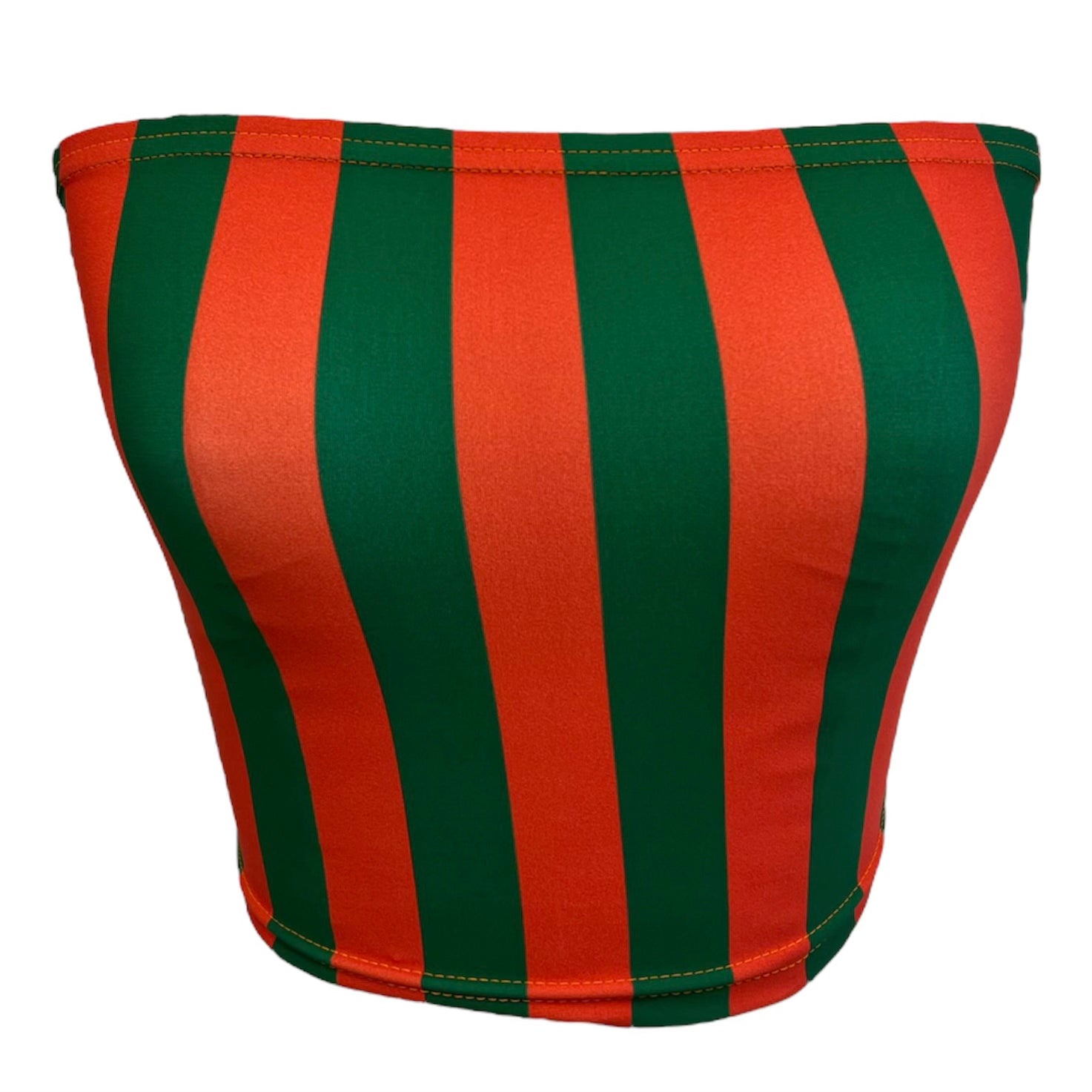 Green & Orange Striped Tube Top