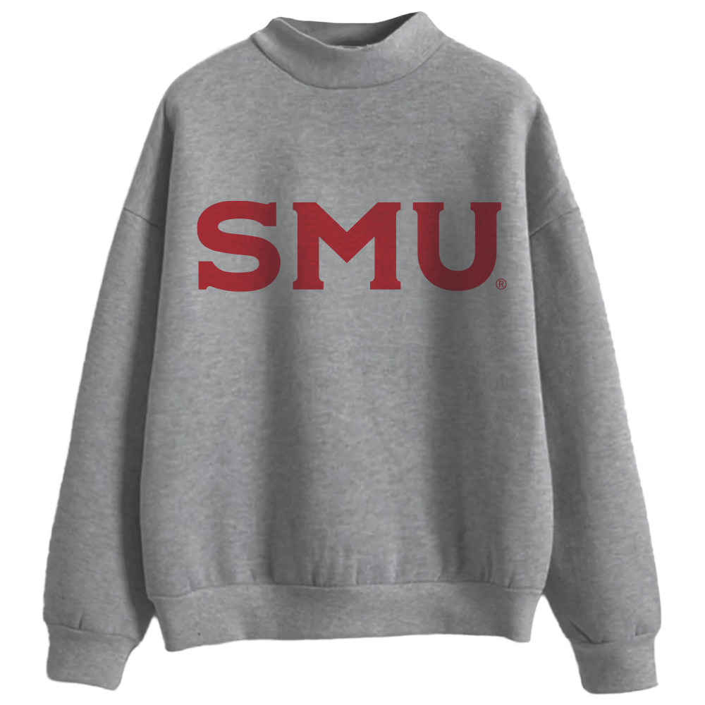 SMU Mustangs Gray Mock Neck Sweatshirt