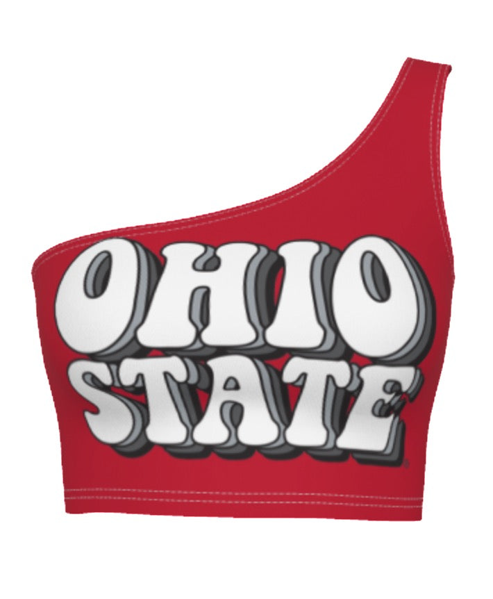 Ohio State OSU Buckeyes Retro Red Shoulder Top