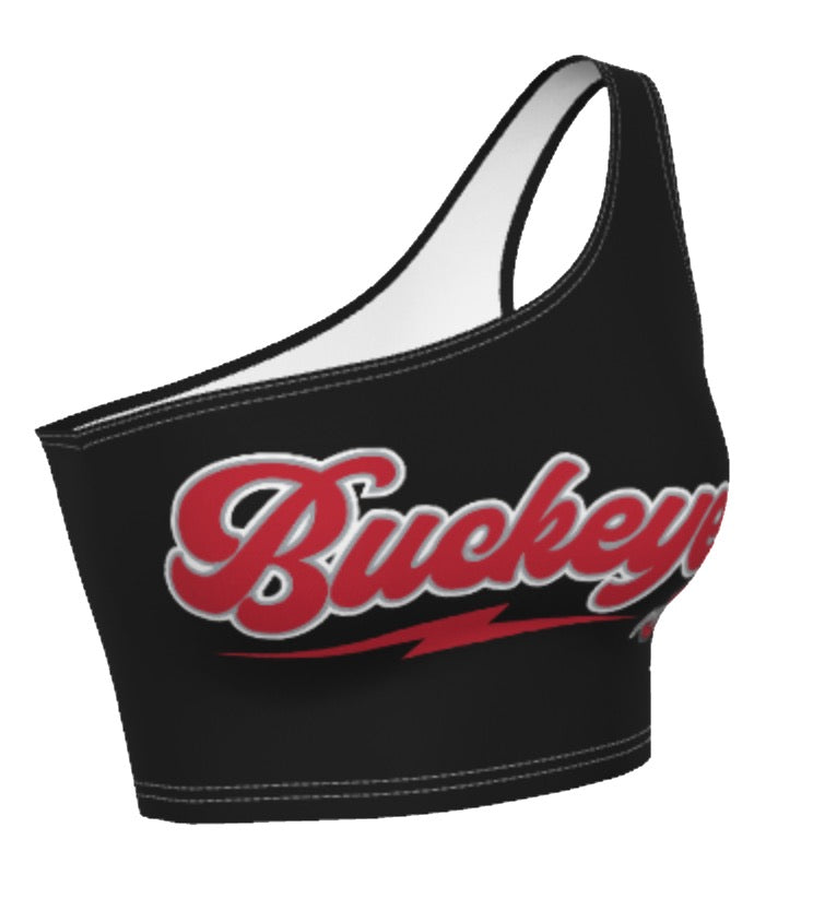 Ohio State OSU Buckeyes Lightning Black Shoulder Top