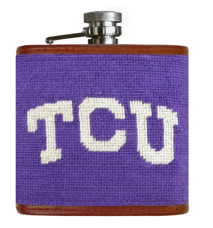 TCU Needlepoint Flask