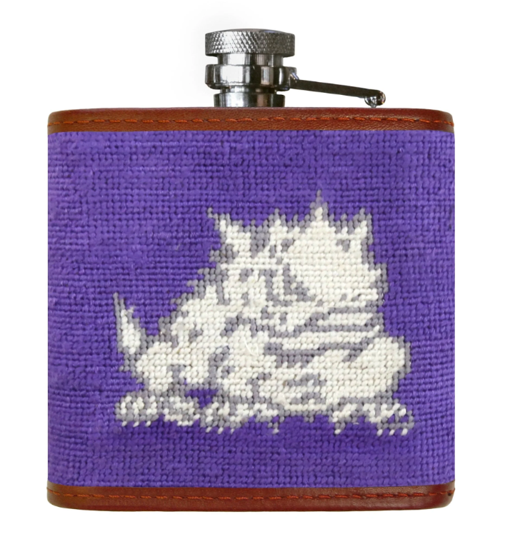 TCU Needlepoint Flask