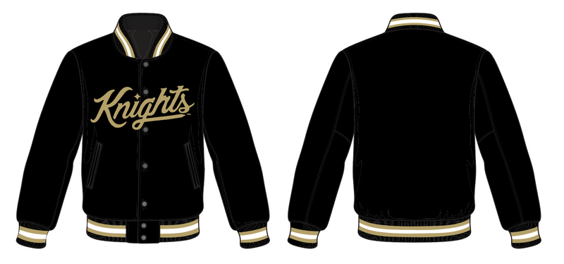 UCF Black Satin Letterman Bomber Jacket