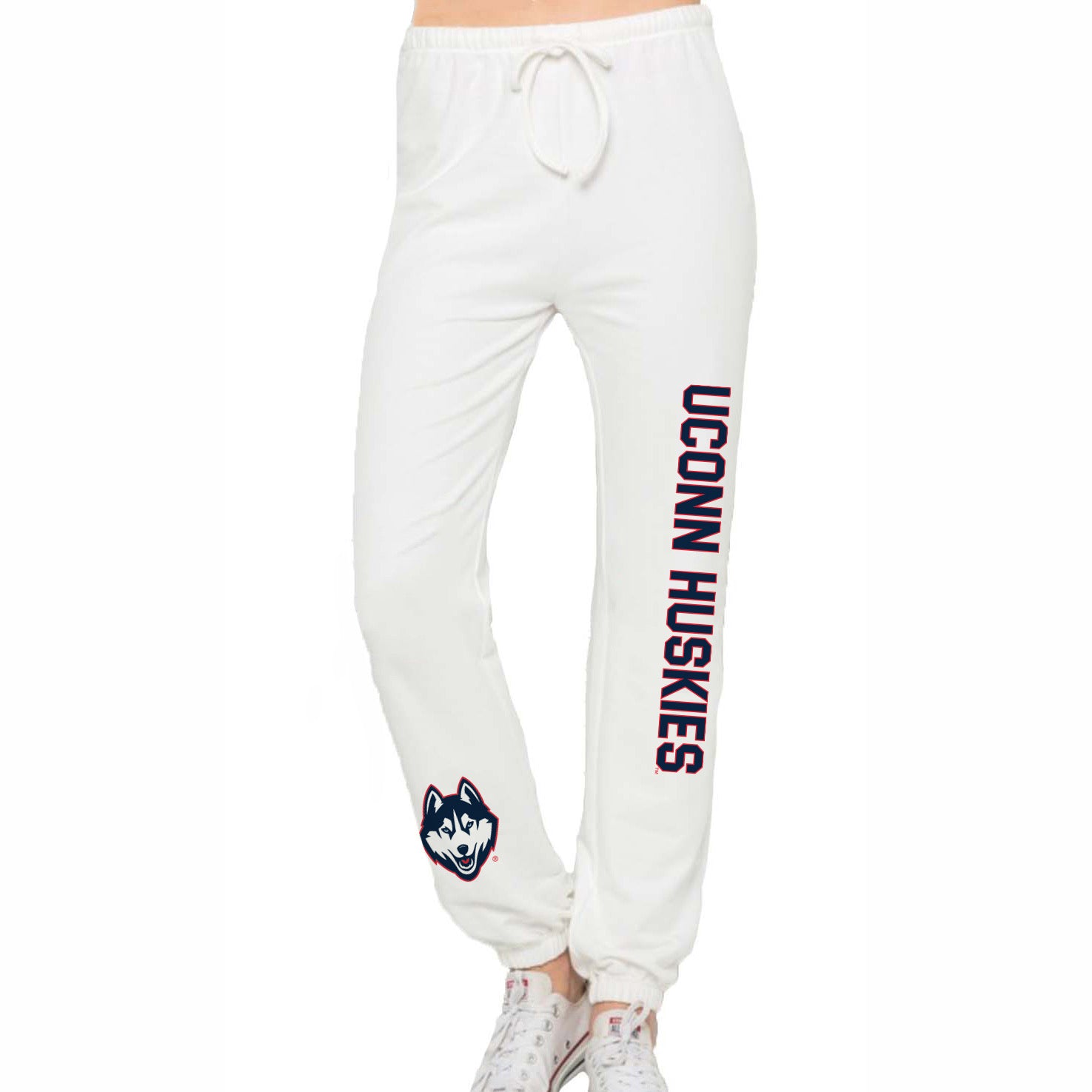 UConn White Joggers