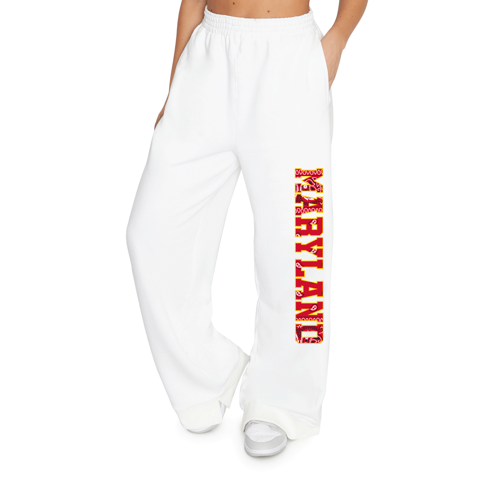 Maryland Terps White Bandana Flare Sweatpants