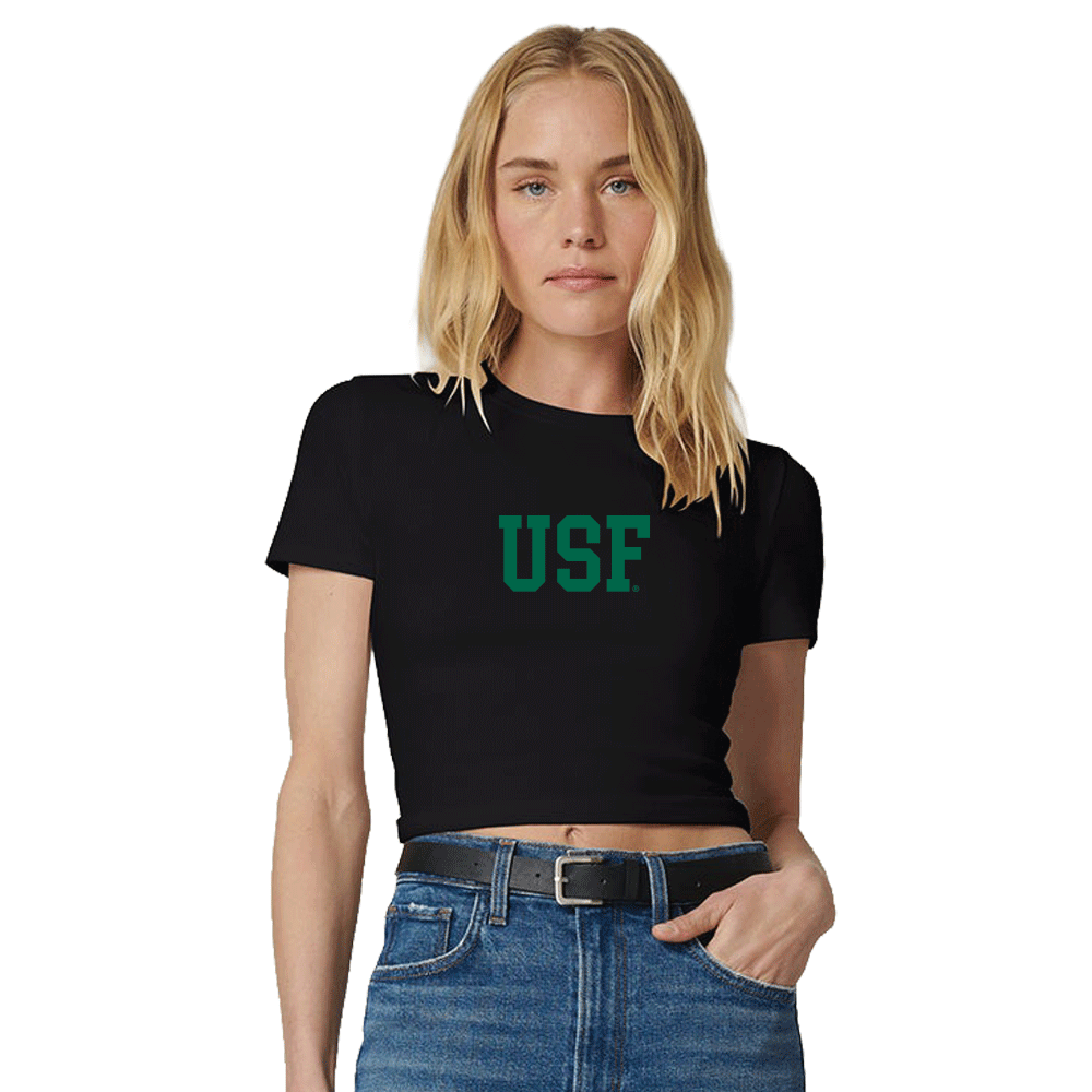 USF Black Embroidered Baby Tee