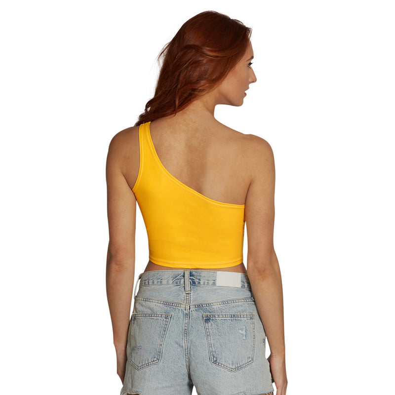 West Virginia Mountaineers Gold One Shoulder Top