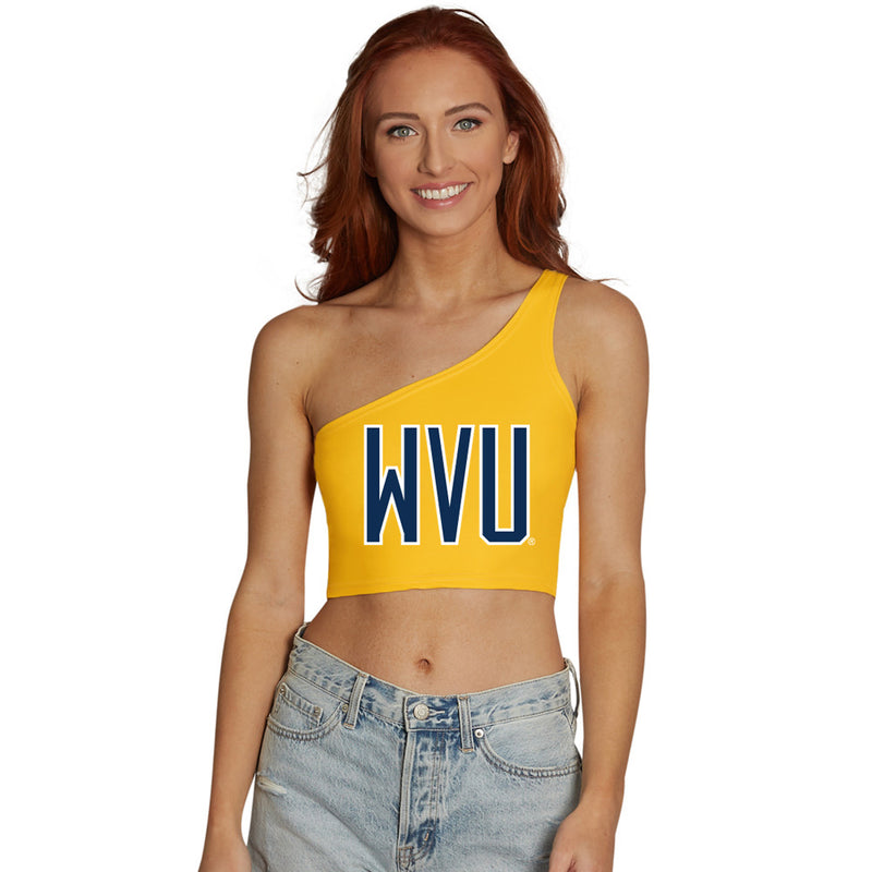 West Virginia Mountaineers Gold One Shoulder Top