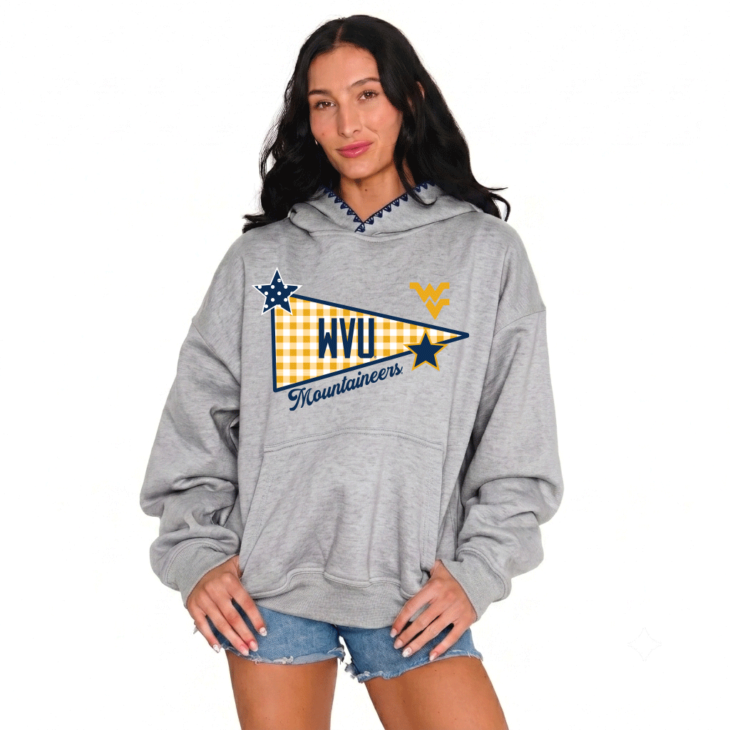 West Virginia Mountaineers Patchwork Stitched Hoodie