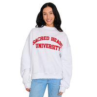 Sacred Heart Pioneers White Mock Neck Sweatshirt
