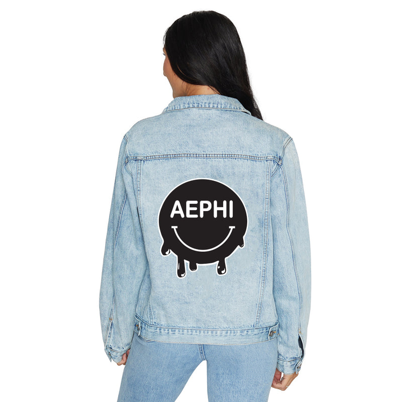 Alpha Epsilon Phi Drip Smiley Denim Jacket