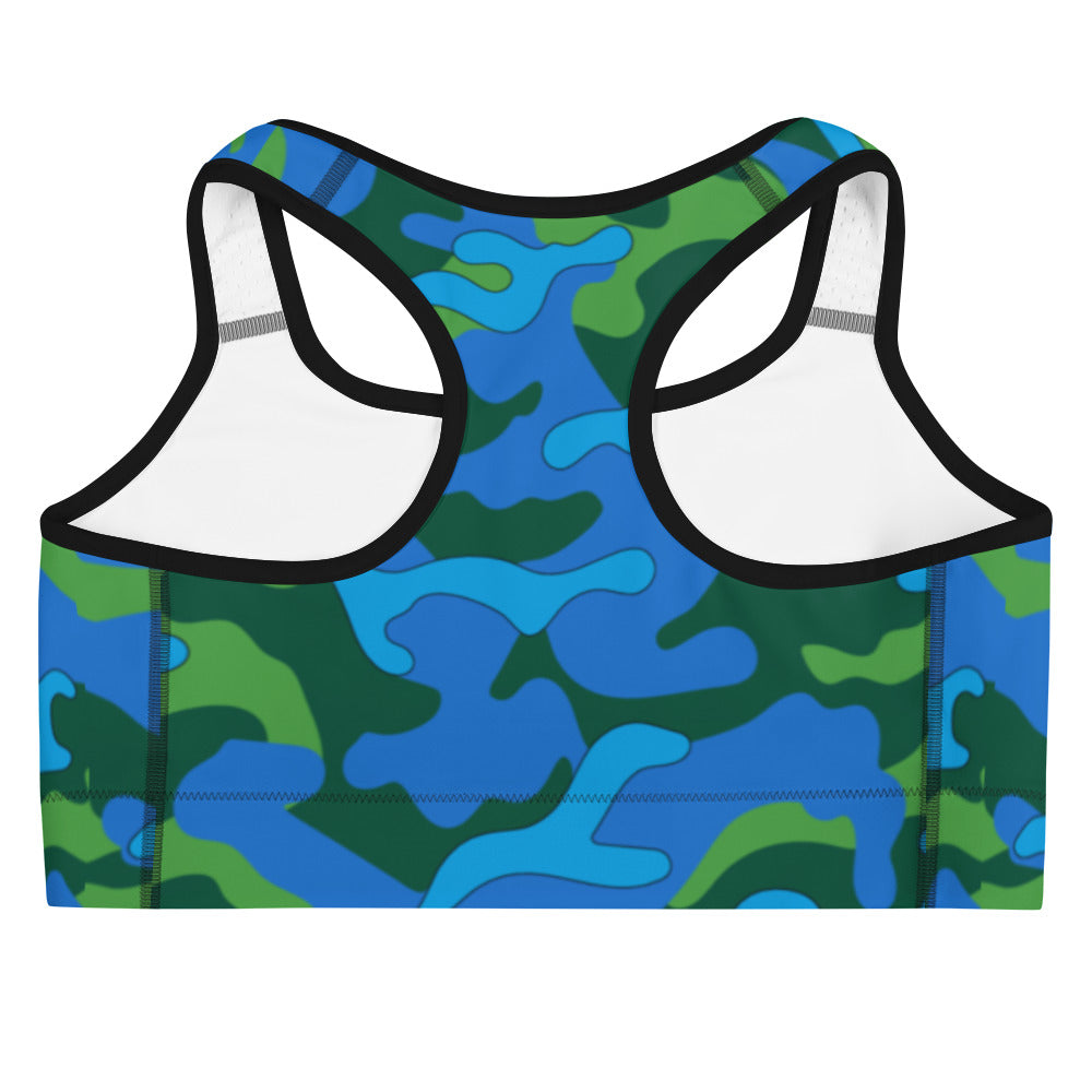Green & Blue Camo Sports Bra