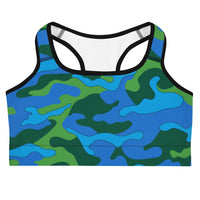 Green & Blue Camo Sports Bra