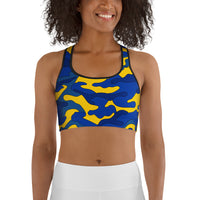 Blue & Yellow Camo Sports Bra