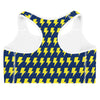 Blue & Yellow Lightning Bolts Sports Bra