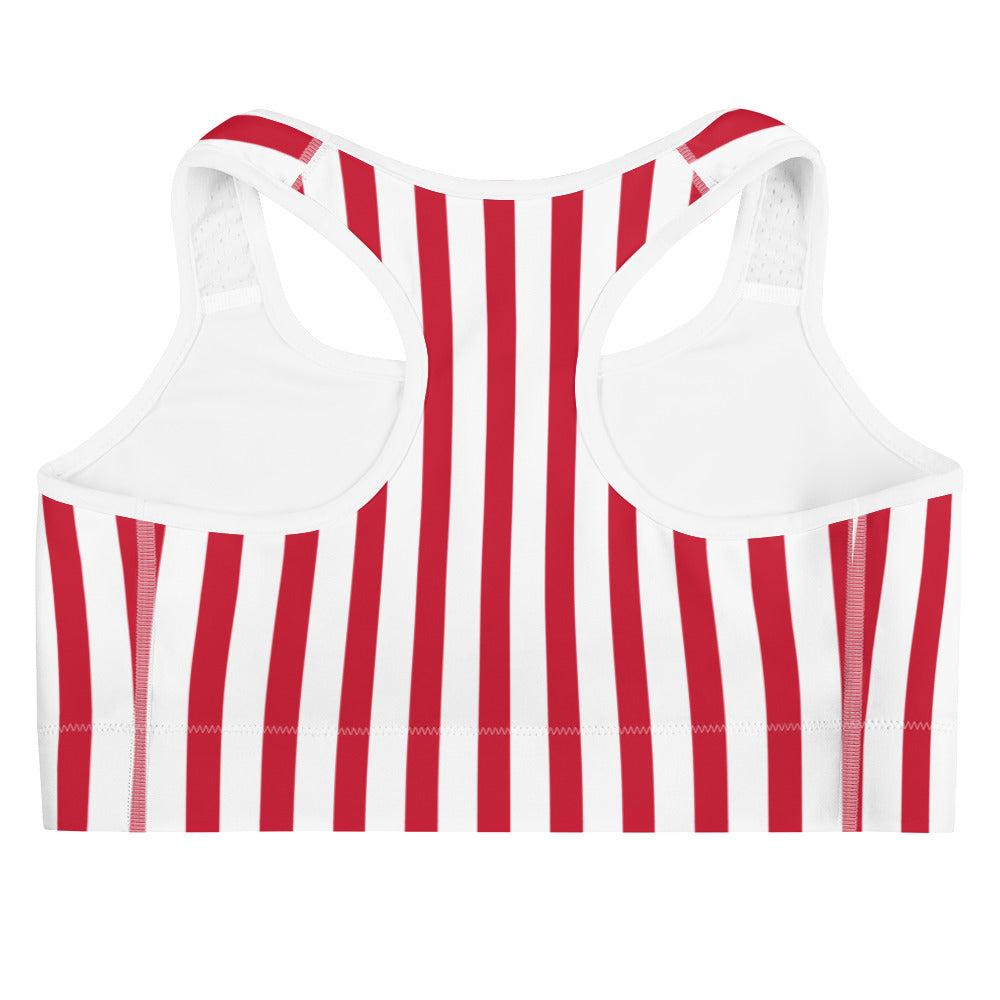Red & White Striped Sports Bra