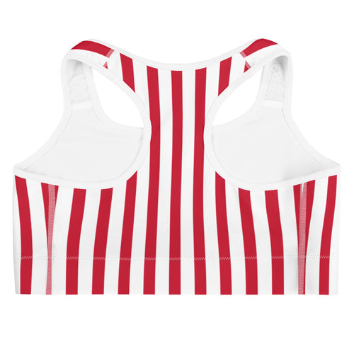 Red & White Striped Sports Bra