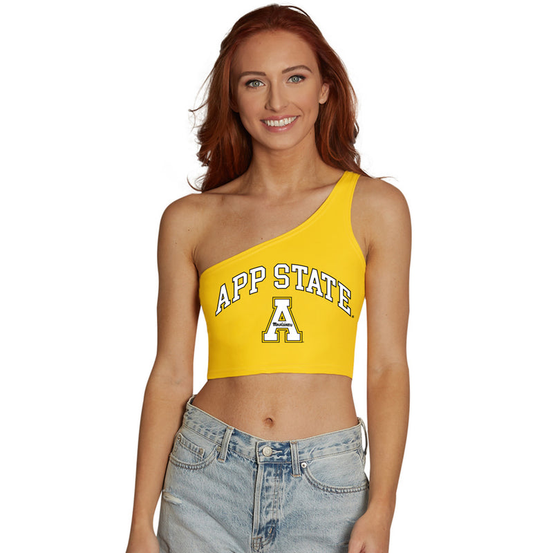 App State Yellow One Shoulder Top