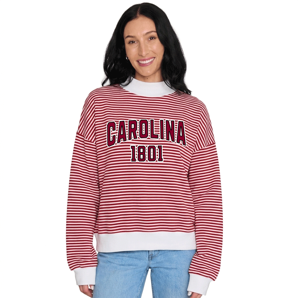 South Carolina Gamecocks Striped Mock Neck Sweatshirt