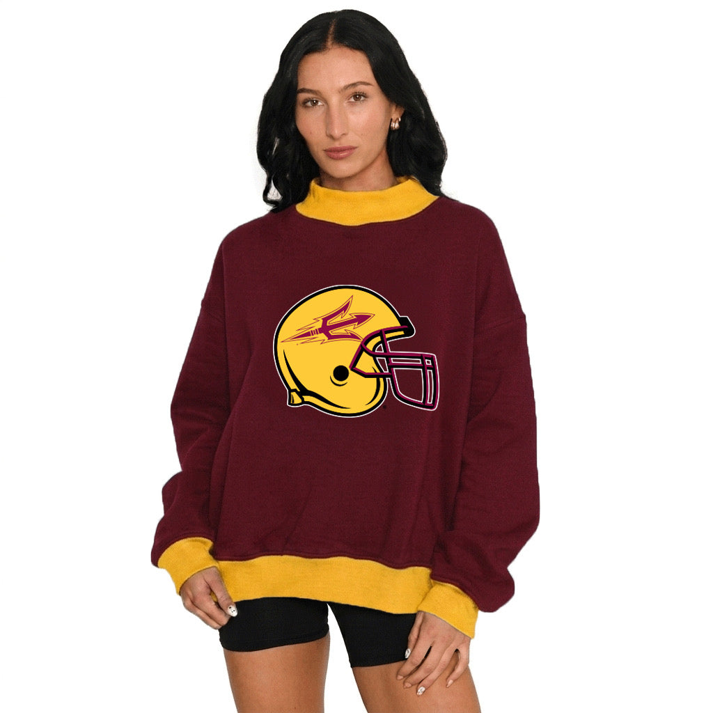 Arizona State ASU Two Tone Game Day Mock Neck Sweatshirt