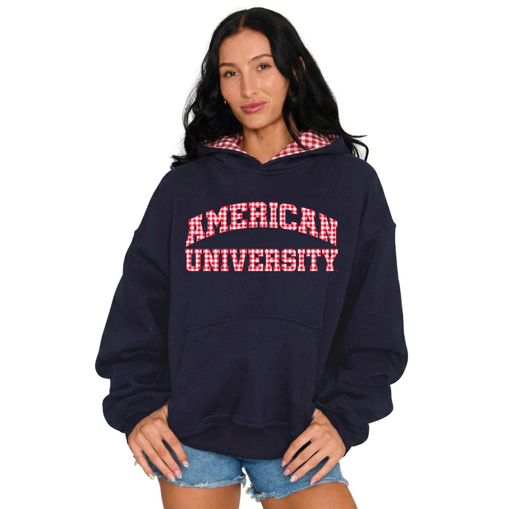 American University Gingham Hoodie