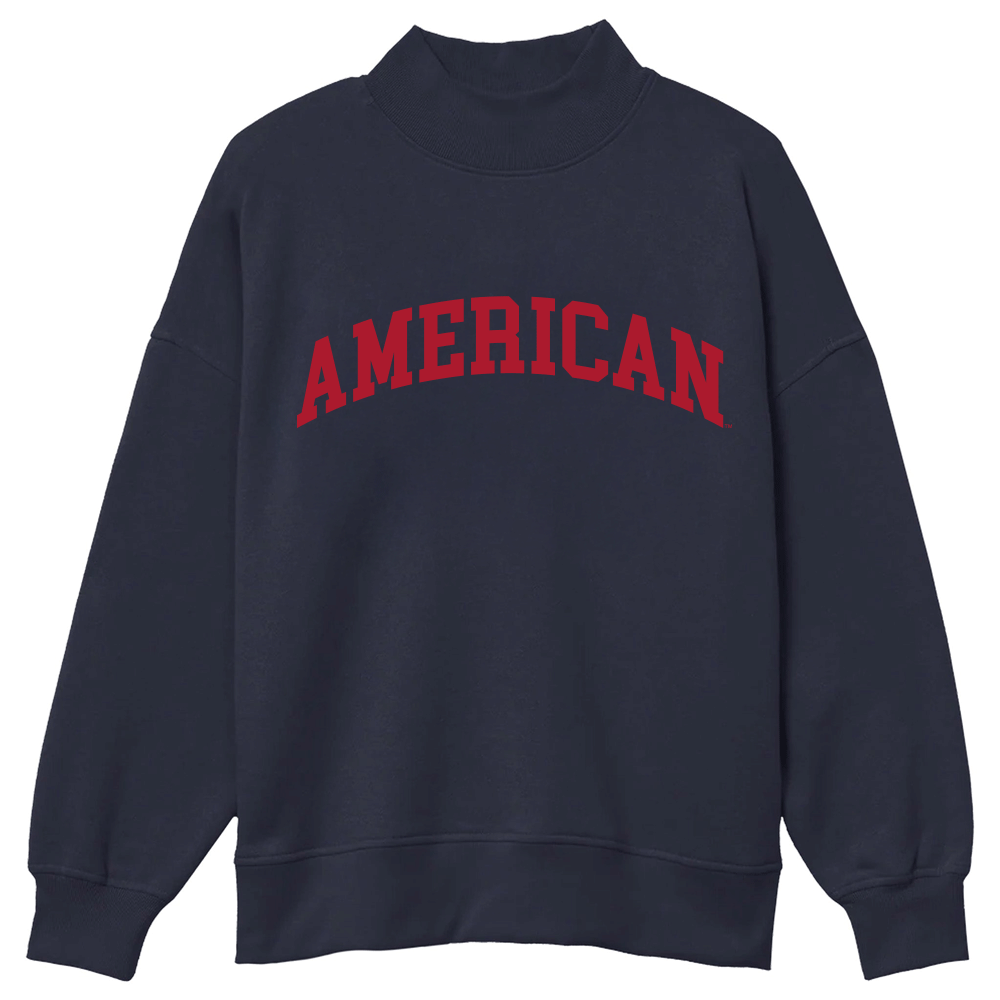 American University Navy Mock Neck Sweatshirt