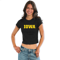 Iowa Hawkeyes Black Embroidered Baby Tee