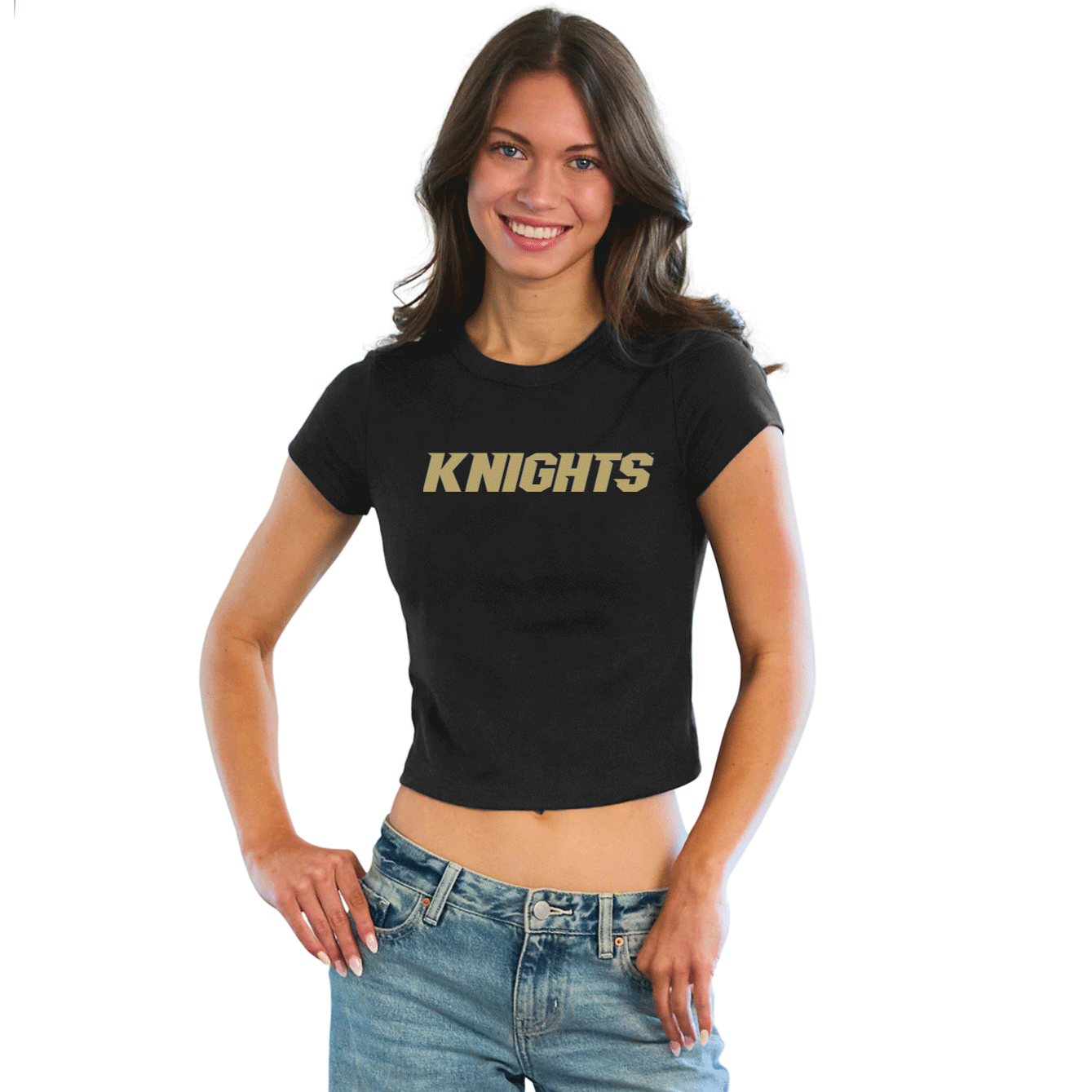 UCF Black Embroidered Baby Tee