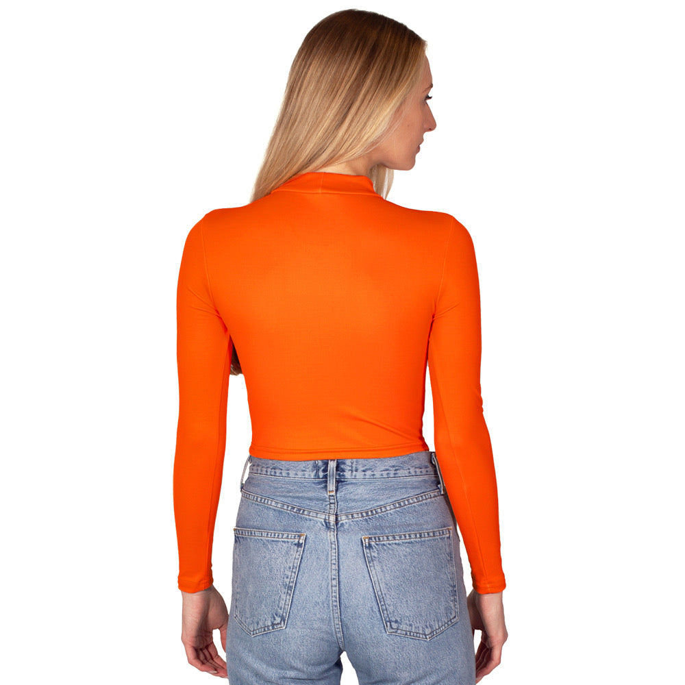Illinois Fighting Illini Orange Mock Neck Top