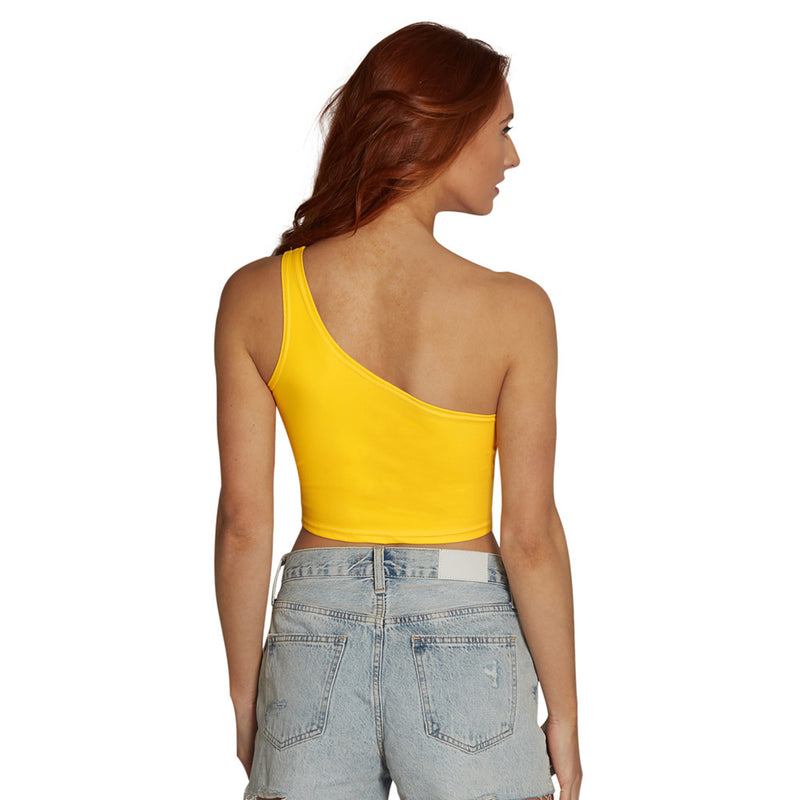App State Yellow One Shoulder Top