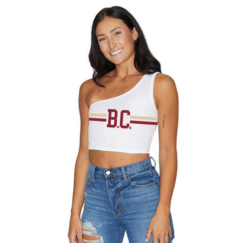 Boston College White One Shoulder Top