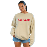 Maryland Terps Embroidered Taupe Crewneck