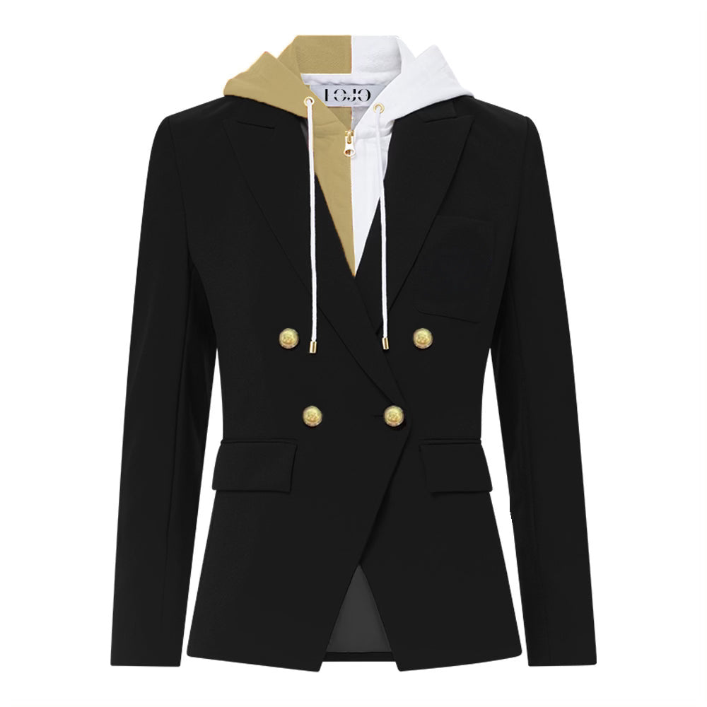Gold & White Hooded Blazer Jacket