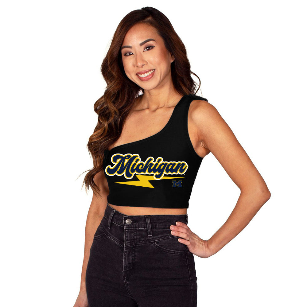 University of Michigan Black One Shoulder Top