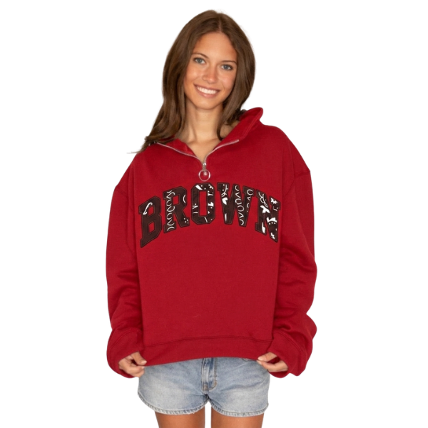 Brown University Bandana Quarter Zip Sweatshirt
