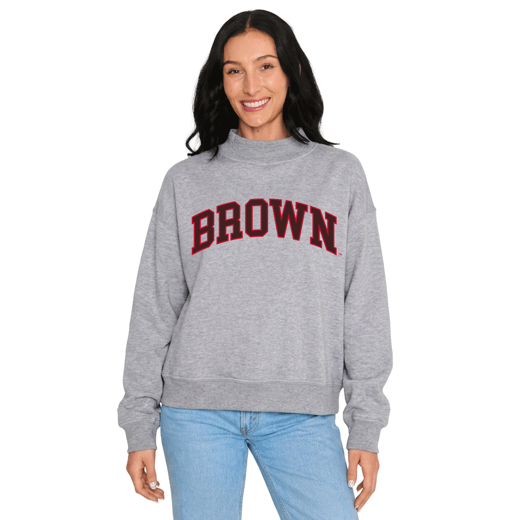 Brown University Gray Mock Neck Sweatshirt