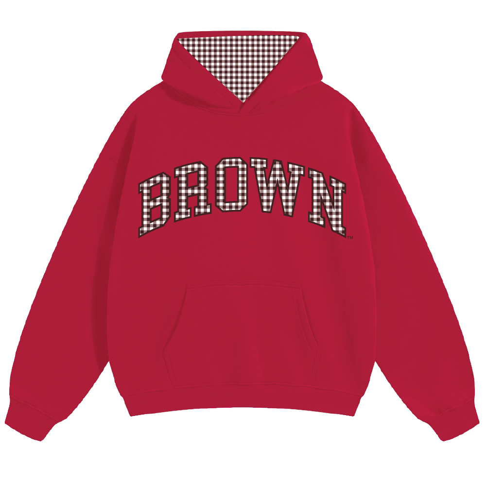 Brown University Red Gingham Hoodie
