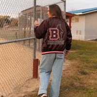 Brown University Satin Letterman Bomber Jacket