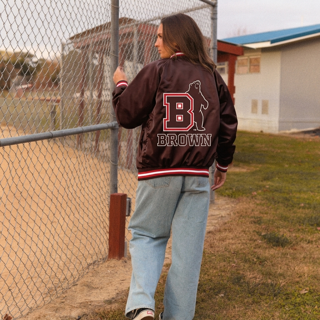 Brown University Satin Letterman Bomber Jacket