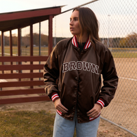 Brown University Satin Letterman Bomber Jacket