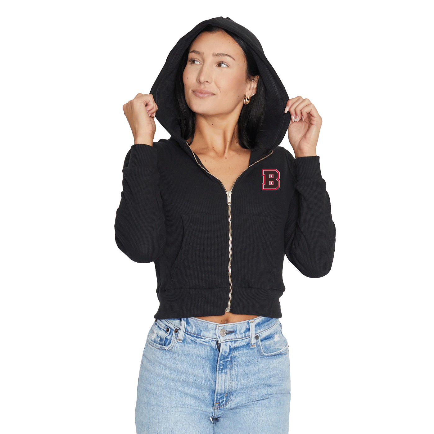 Brown University Waffle Knit Zip Up Hoodie