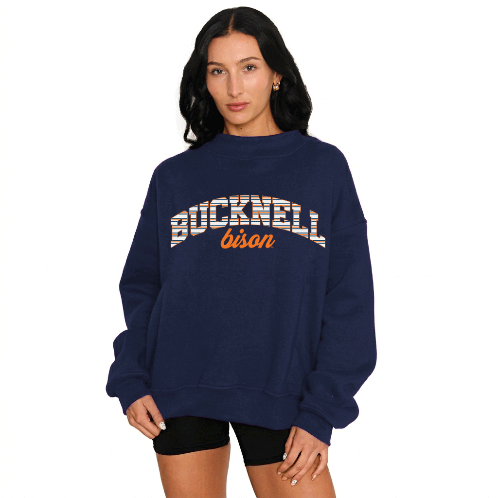 Bucknell Striped Mock Neck Sweatshirt