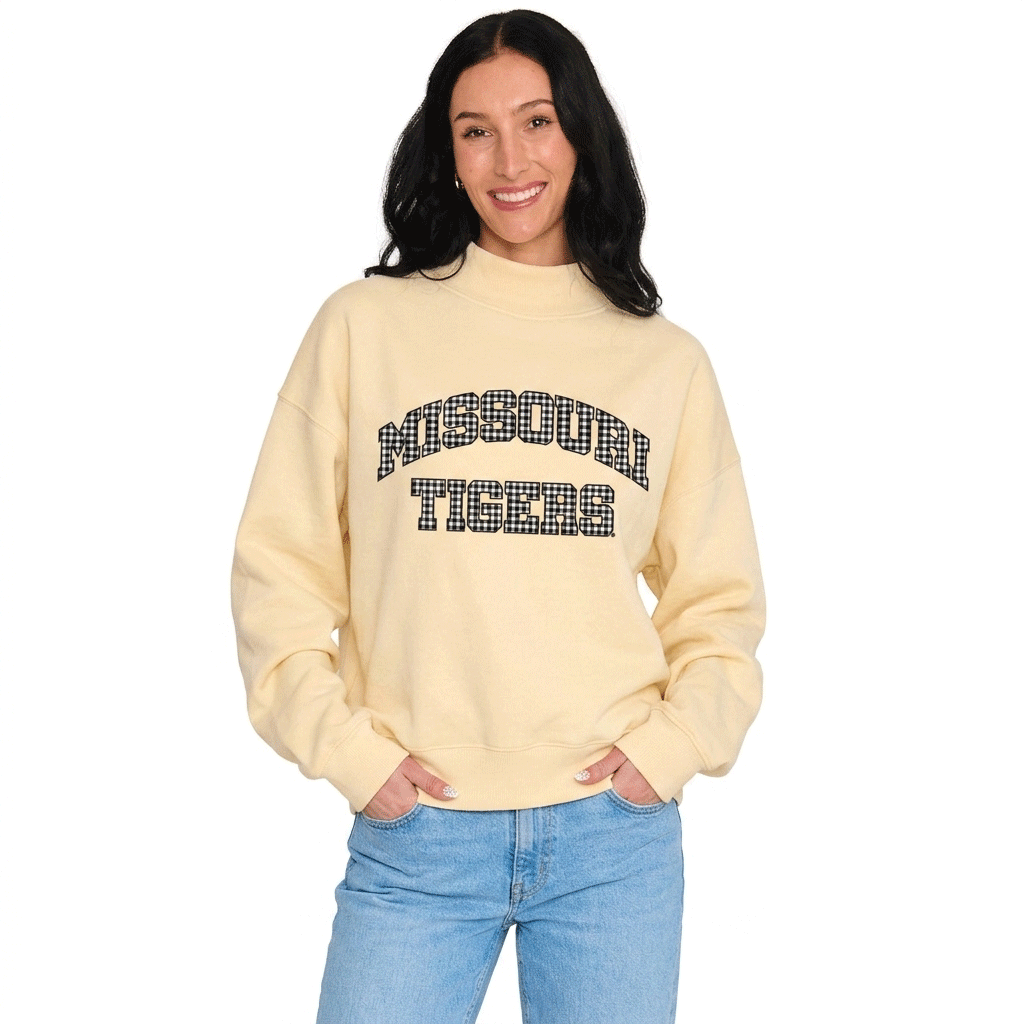 Mizzou Butter Yellow Mock Neck Sweatshirt